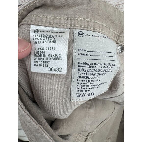 AG Adriano Goldschmied The Graduate Tailored Leg 5 Pocket Pants Mens 36x32 Khaki - Picture 13 of 14